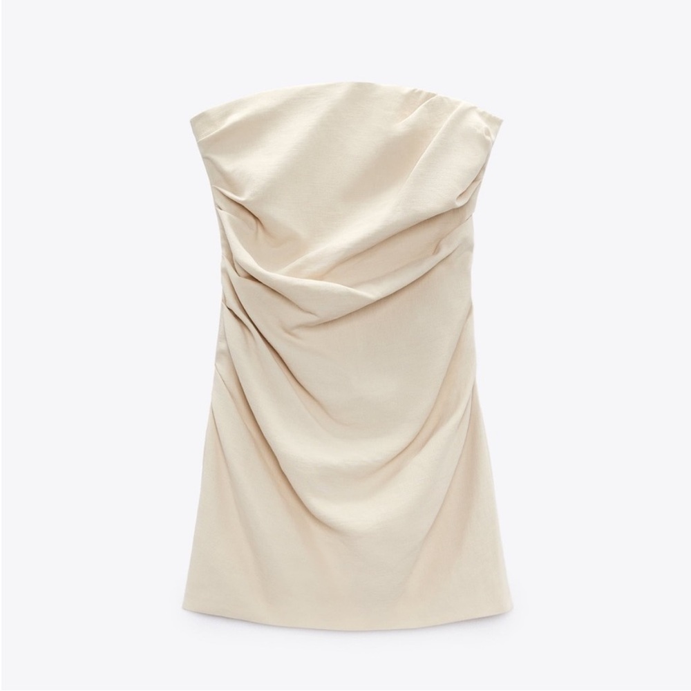 ZARA DRESS - CREAM STRAPLESS